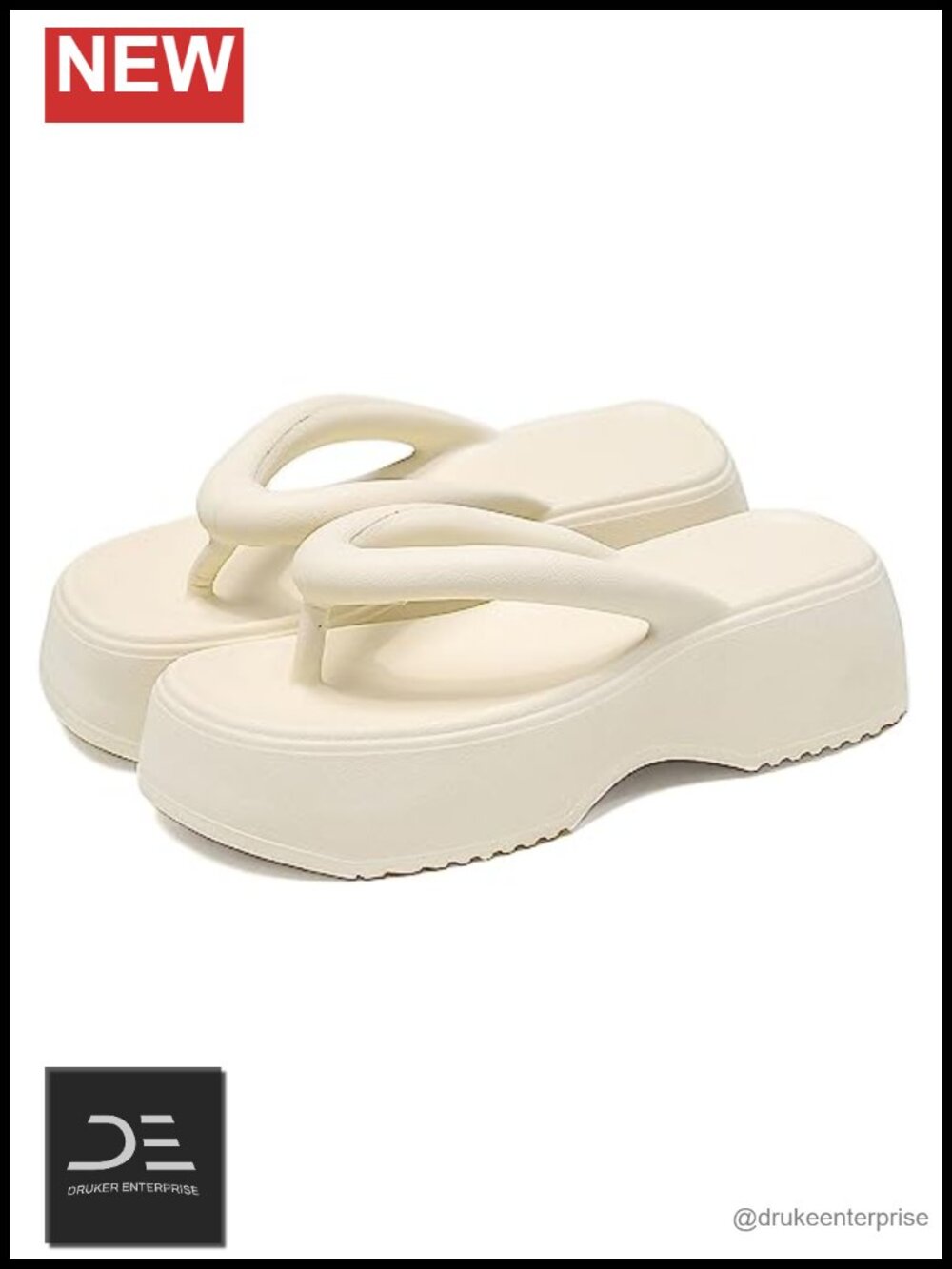 Women's Platform Flip Flops with Arch Support, Chunky Heeled Wedge Sandals, EVA